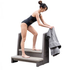Hot tub storage steps with handrails