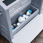 Hot tub storage steps with handrails
