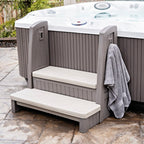 Hot tub storage steps with handrails
