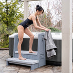 Hot tub storage steps with handrails