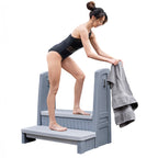Hot tub storage steps with handrails