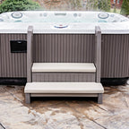 Hot tub storage steps with handrails