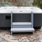 Hot tub storage steps with handrails